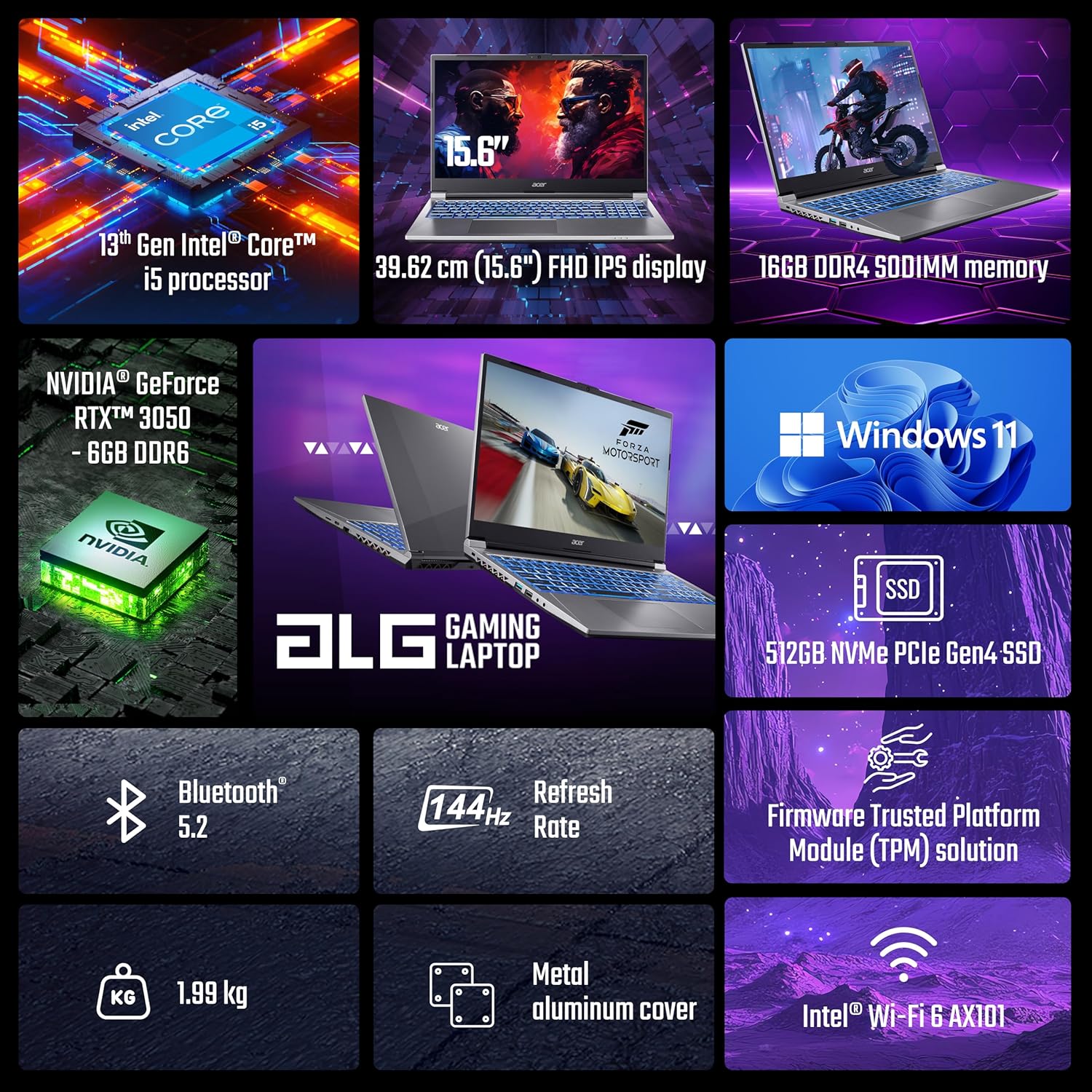 acer Gaming Intel Core i5-13420H RTX 3050-6GB 16GB 512GB GB, FHD 15.6" 144Hz, Windows 11 Home, Steel Gray