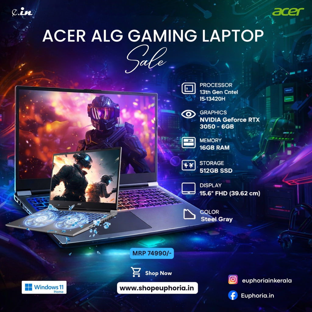 acer Gaming Intel Core i5-13420H RTX 3050-6GB 16GB 512GB GB, FHD 15.6" 144Hz, Windows 11 Home, Steel Gray