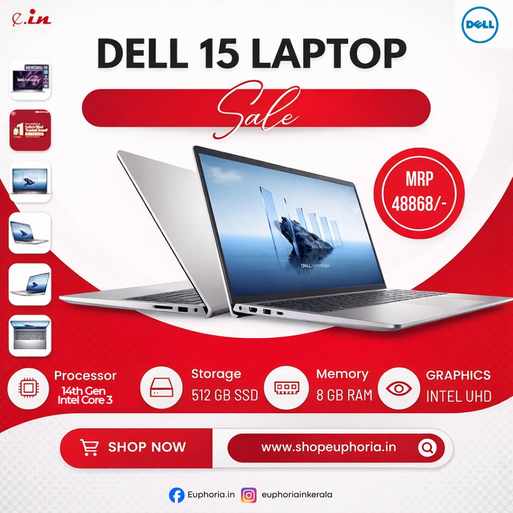 Dell Core 3 100U, 8GB ,512GB , FHD IPS, 15.6" Win 11 + Mso