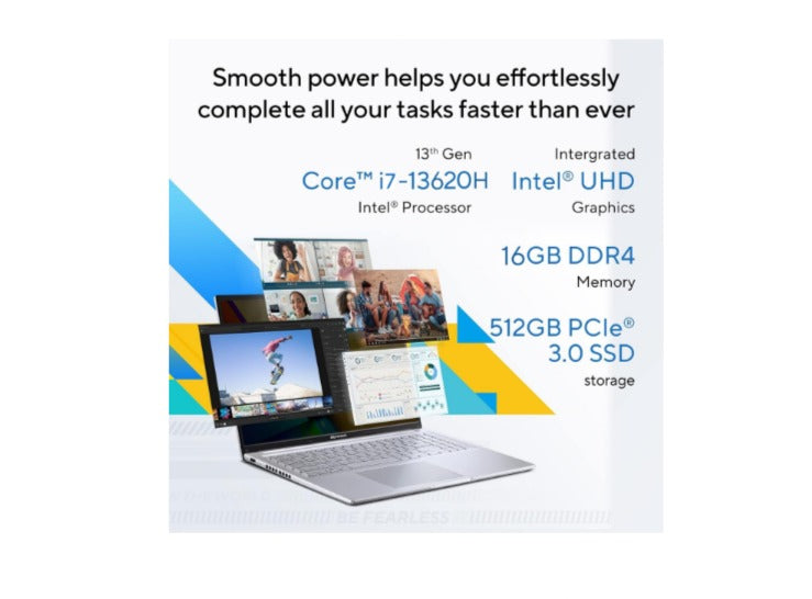 ASUS Vivobook 16, Everyday Laptops, Intel Core i7-13620H (16GB/512GB/Intel UHD Graphics/40.64 cms (16) WUXGA/Windows 11 Home/Office Home 2024 + M365 Basic