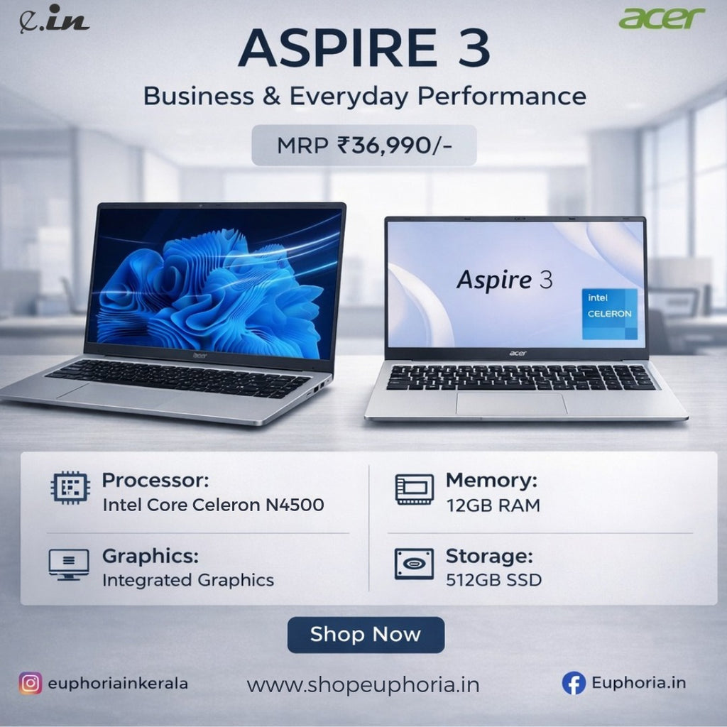 acer Core N4500, 12GB RAM, 512GB SSD, HD, 15.6", Windows 11